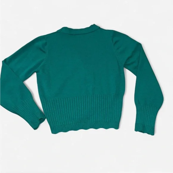 Belle Poque Green Cardigan with Red Embroidery Roses - Picture 5 of 7